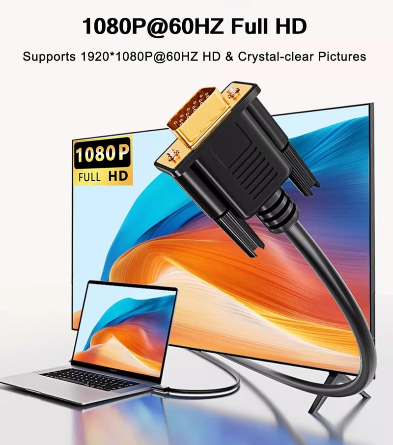 AKWOR USB C to VGA Cable 6FT, 1080P@60Hz USB Type C to VGA Adapter Video Converter [Thunderbolt 3/4 Compatible] with MacBook Air, iPad Pro, iPhone 15/16, iMac, XPS, Surface (5) - Image 3